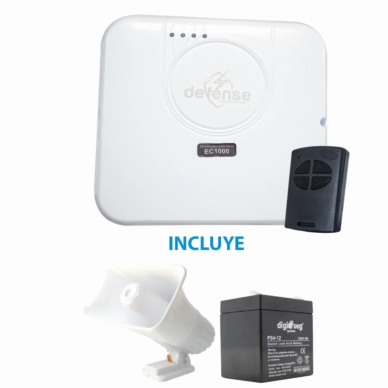 PAQ. CERCO ELECTRICO DEFENSE 18000 V   5000 METROS + SIRENA 30 WATTS + BATERIA 12V