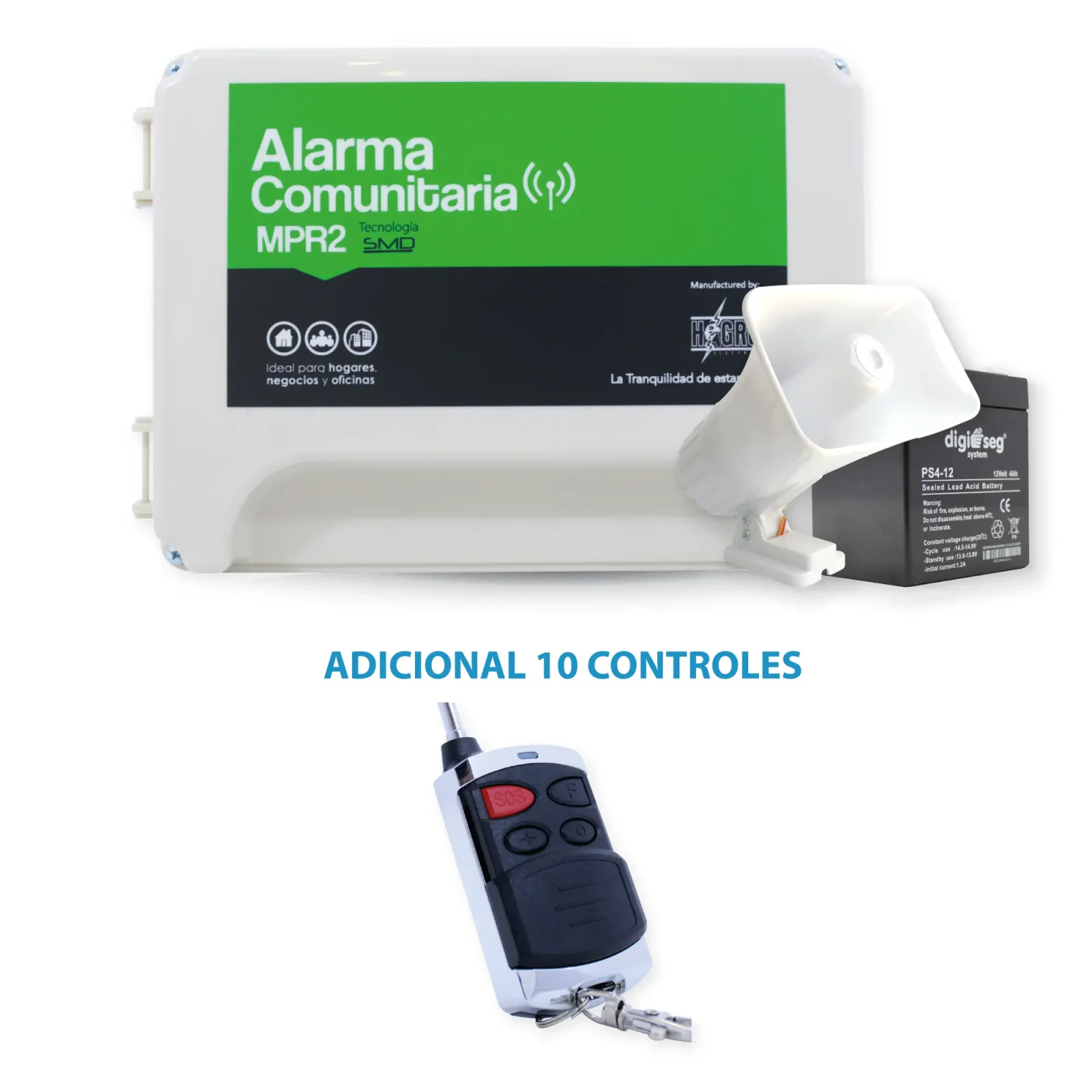 PROMO 1 ALARMA COMUNITARIA MPR2 +10 CONTROLES LARGO ALCANCE